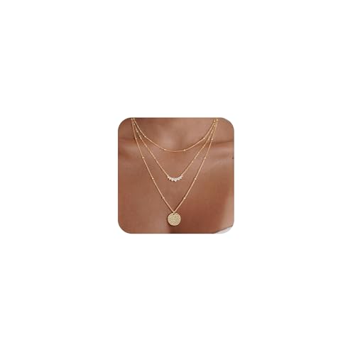 14K Gold Coin Choker Layered Necklace