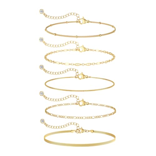 14K Gold Layered Bracelet Set
