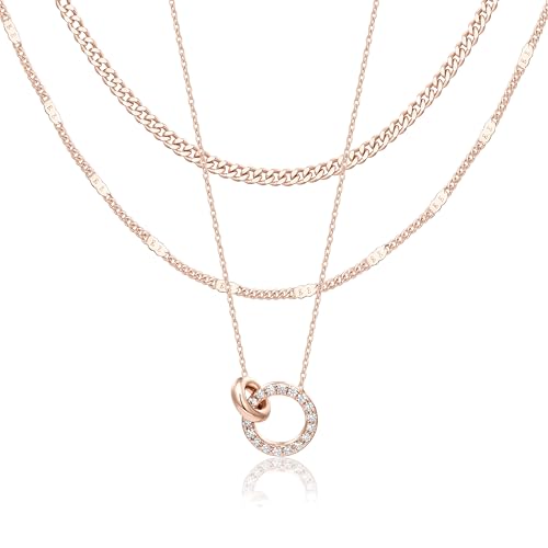14K Rose Gold Layered Necklace Set