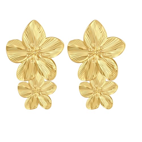 Chunky Flower Dangle Drop Earrings