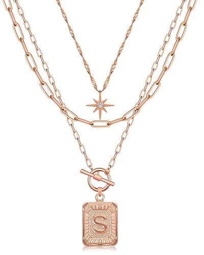 Gold Initial Letter Layered Necklace