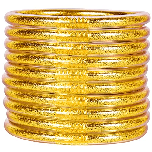 Gold Glitter Jelly Bangle Set