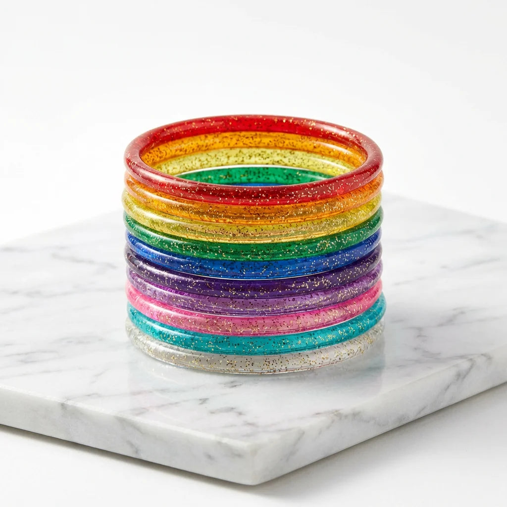 Glitter jelly bangle set display