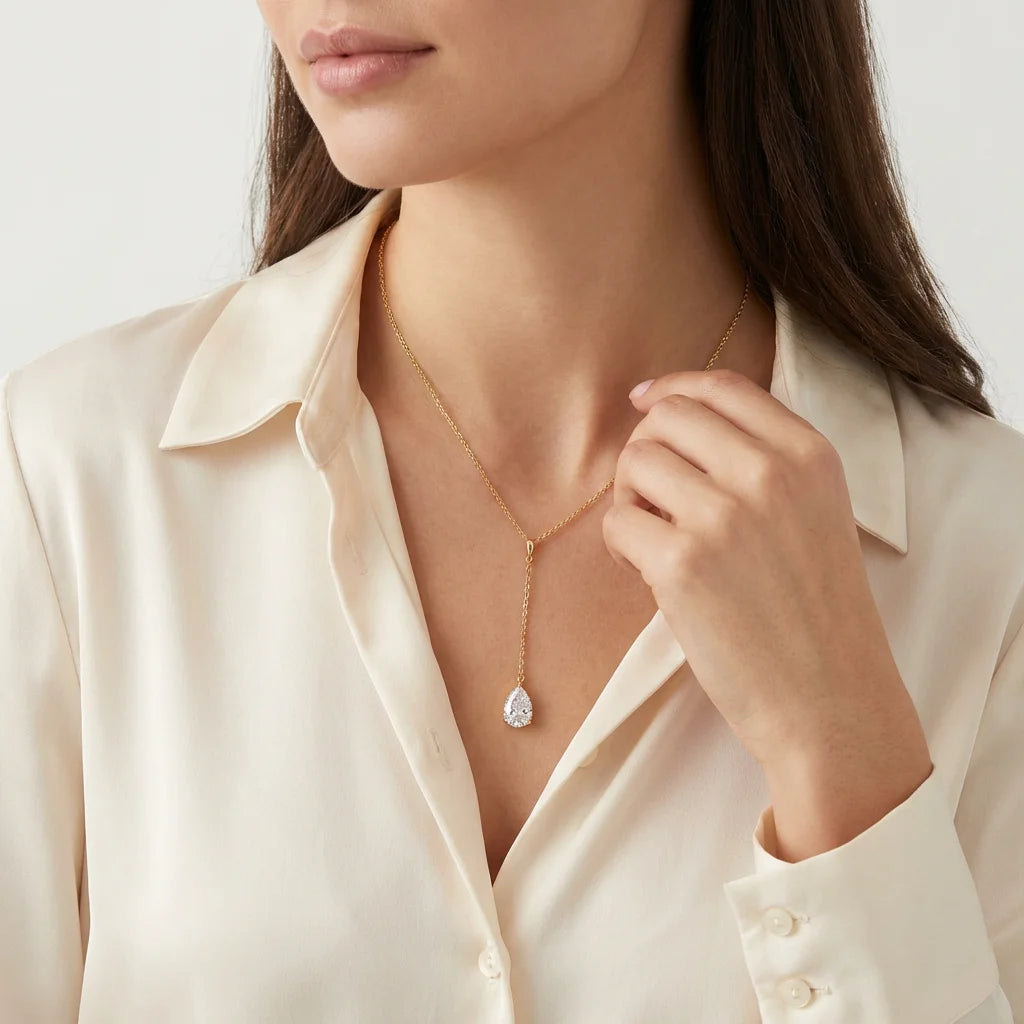 Y lariat necklace lifestyle