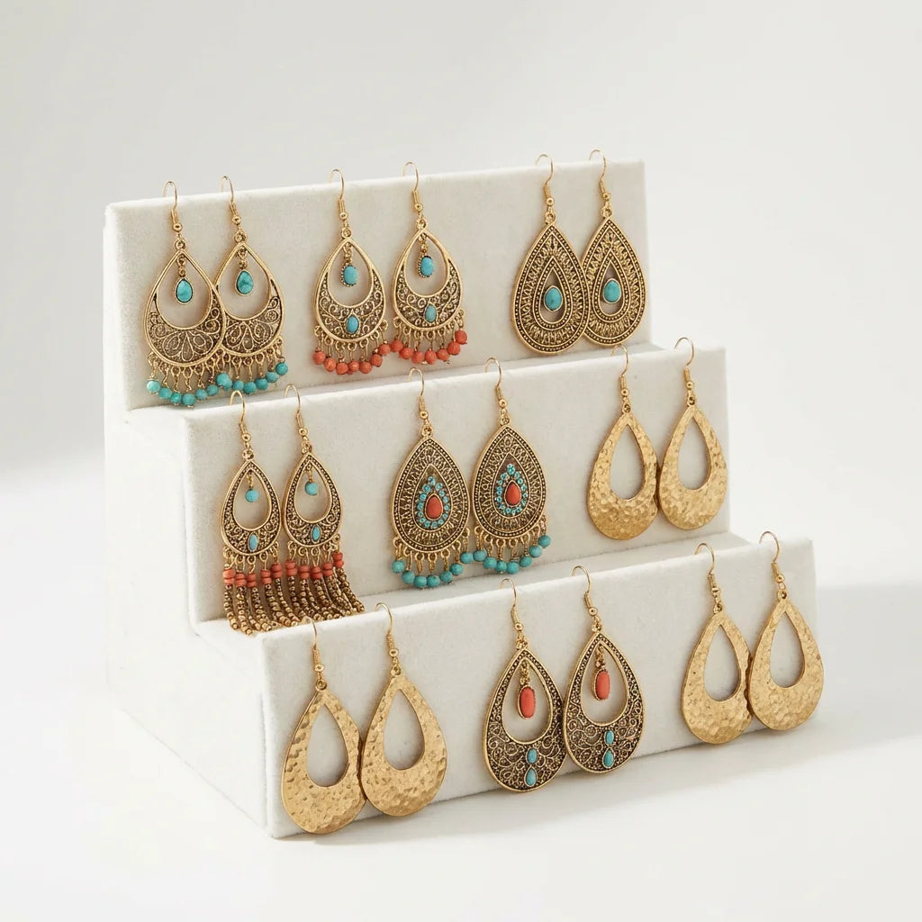 Boho earring set display
