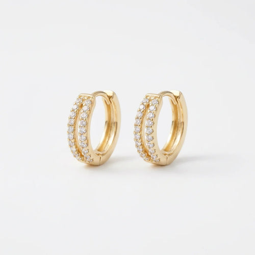 Double huggie earrings close-up